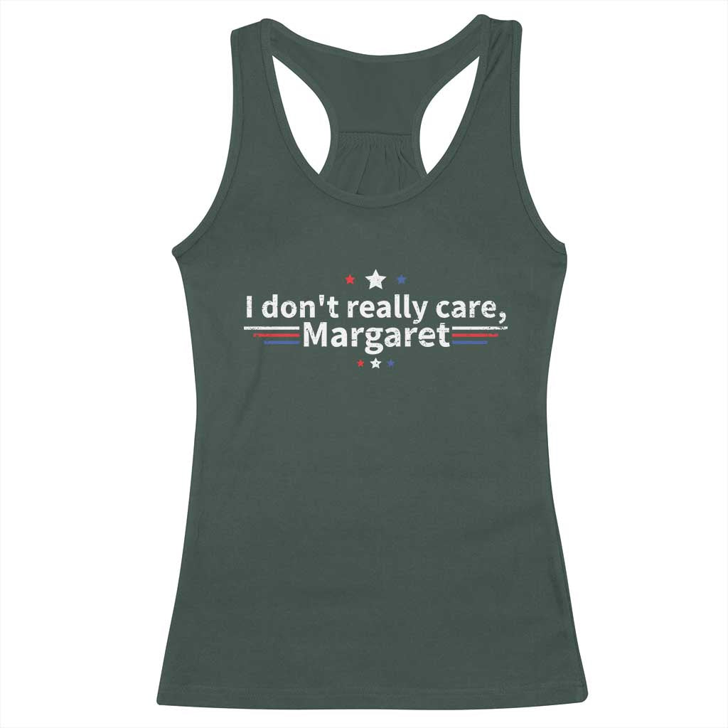 Funny JD Vance 2025 I Don't Really Care Margaret Racerback Tank Top Vintage USA Flag Star