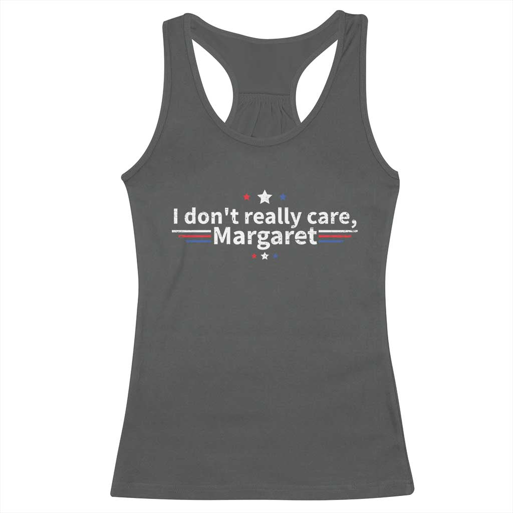 Funny JD Vance 2025 I Don't Really Care Margaret Racerback Tank Top Vintage USA Flag Star