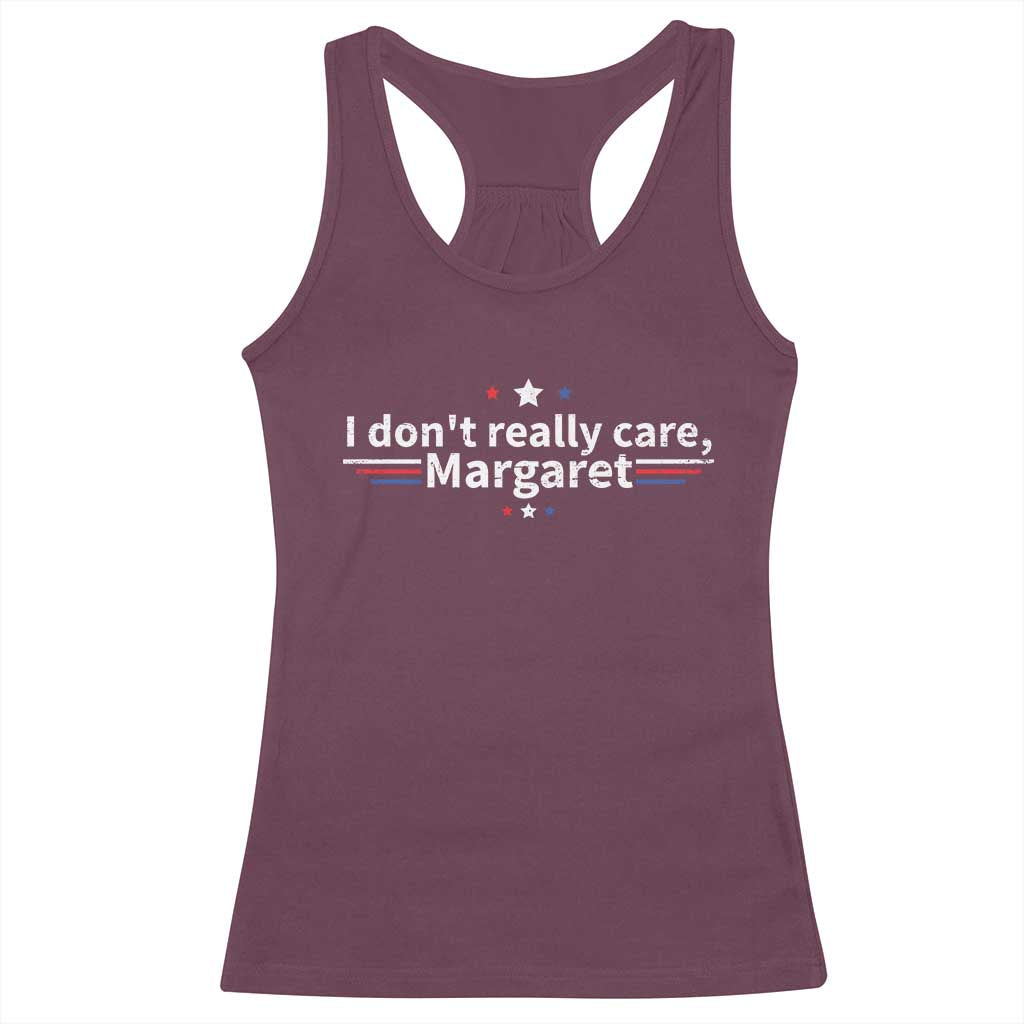 Funny JD Vance 2025 I Don't Really Care Margaret Racerback Tank Top Vintage USA Flag Star