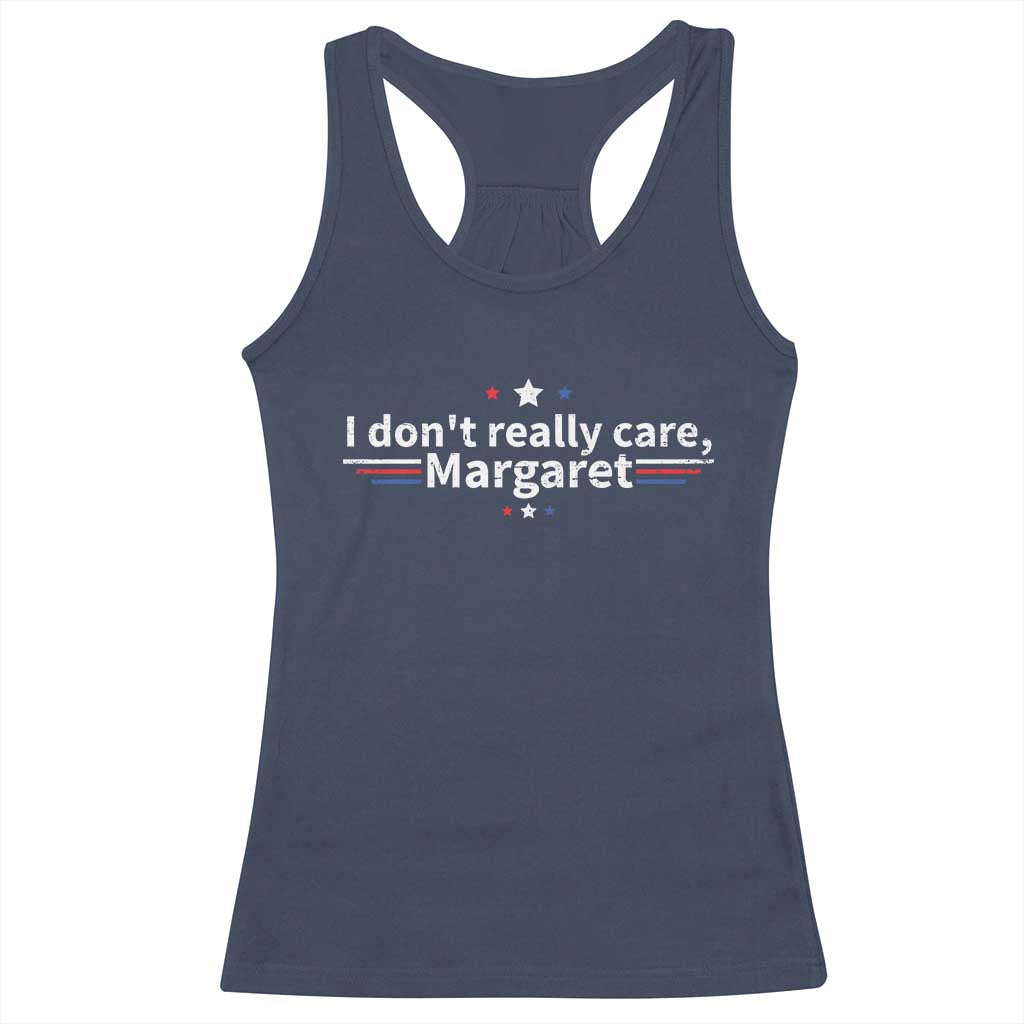 Funny JD Vance 2025 I Don't Really Care Margaret Racerback Tank Top Vintage USA Flag Star