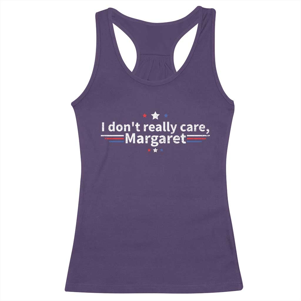 Funny JD Vance 2025 I Don't Really Care Margaret Racerback Tank Top Vintage USA Flag Star