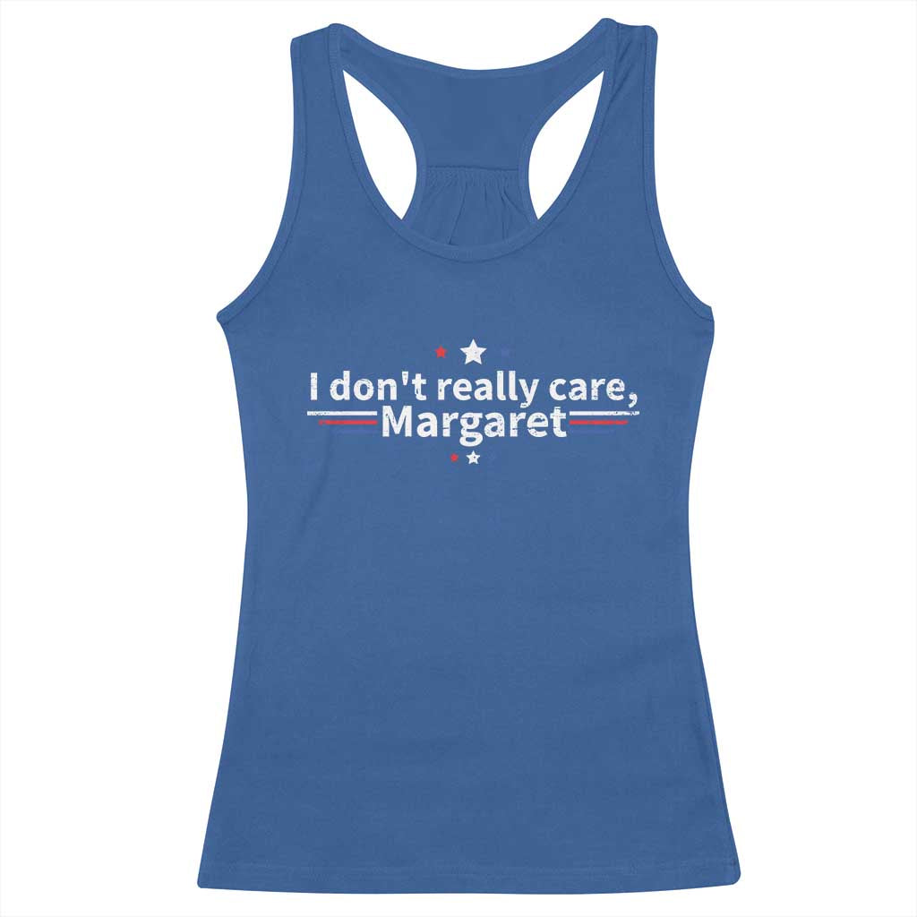 Funny JD Vance 2025 I Don't Really Care Margaret Racerback Tank Top Vintage USA Flag Star