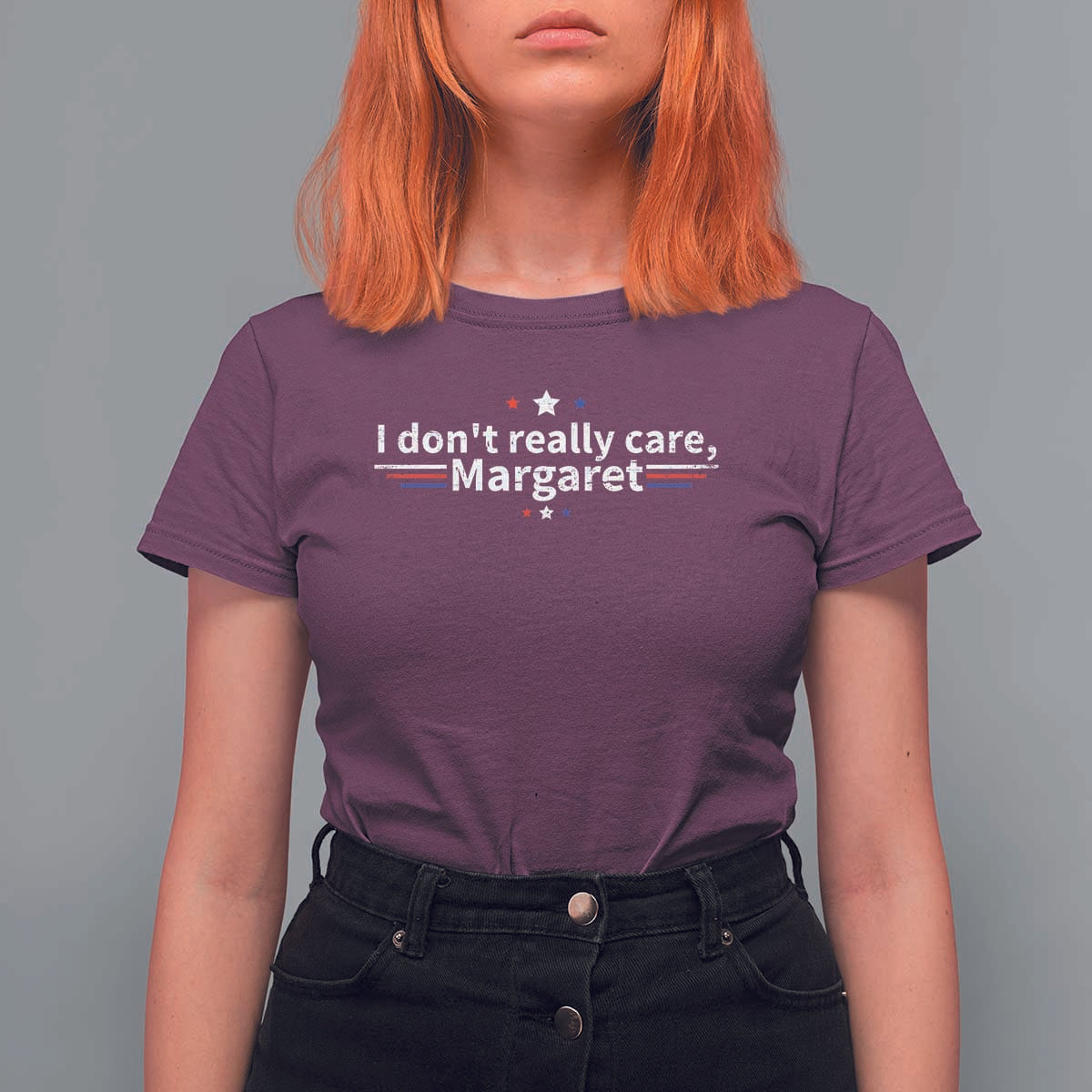Funny JD Vance 2025 I Don't Really Care Margaret T Shirt For Women Vintage USA Flag Star