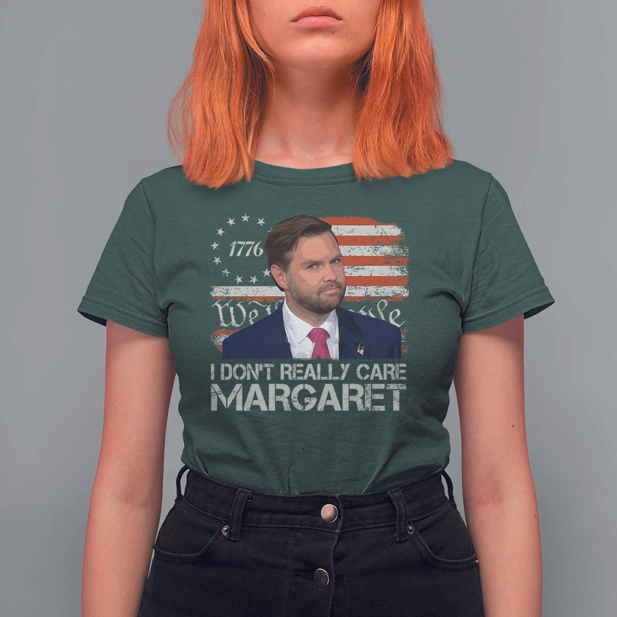 Funny JD Vance 2025 I Don't Really Care Margaret T Shirt For Women Vintage Betsy Ross Flag