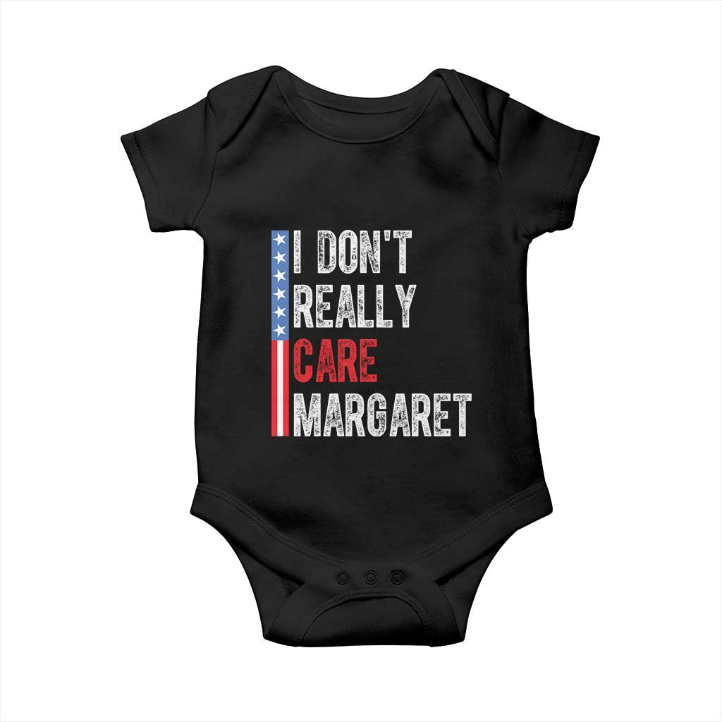 Funny JD Vance 2025 I Don't Really Care Margaret Baby Onesie American Flag Stripe