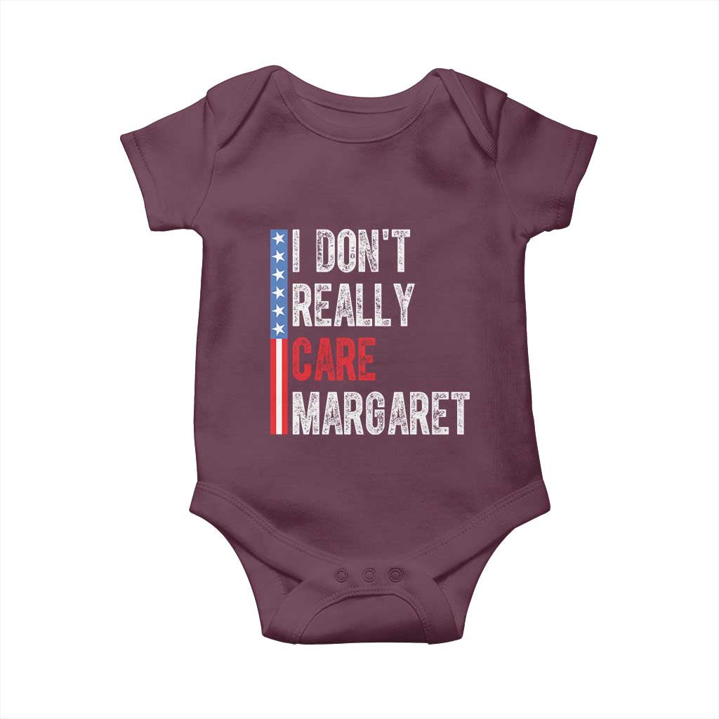Funny JD Vance 2025 I Don't Really Care Margaret Baby Onesie American Flag Stripe