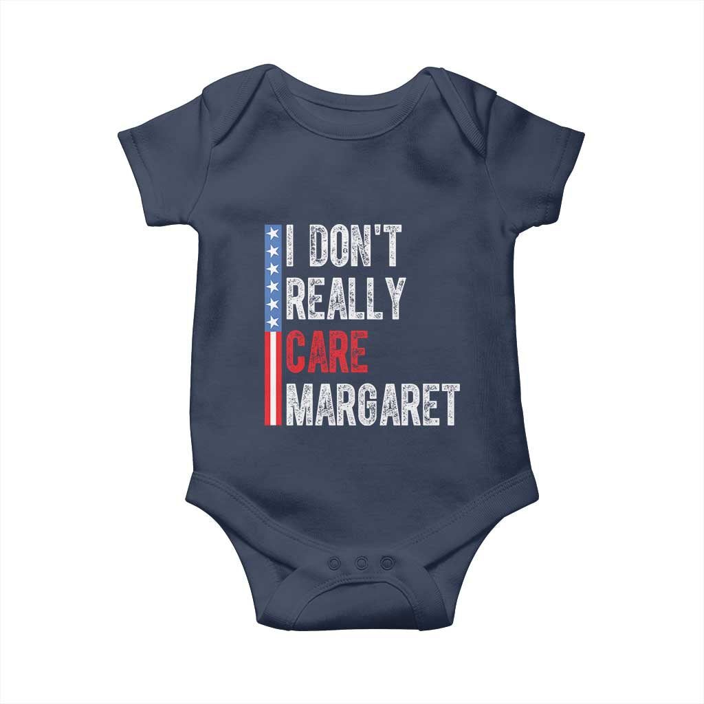Funny JD Vance 2025 I Don't Really Care Margaret Baby Onesie American Flag Stripe