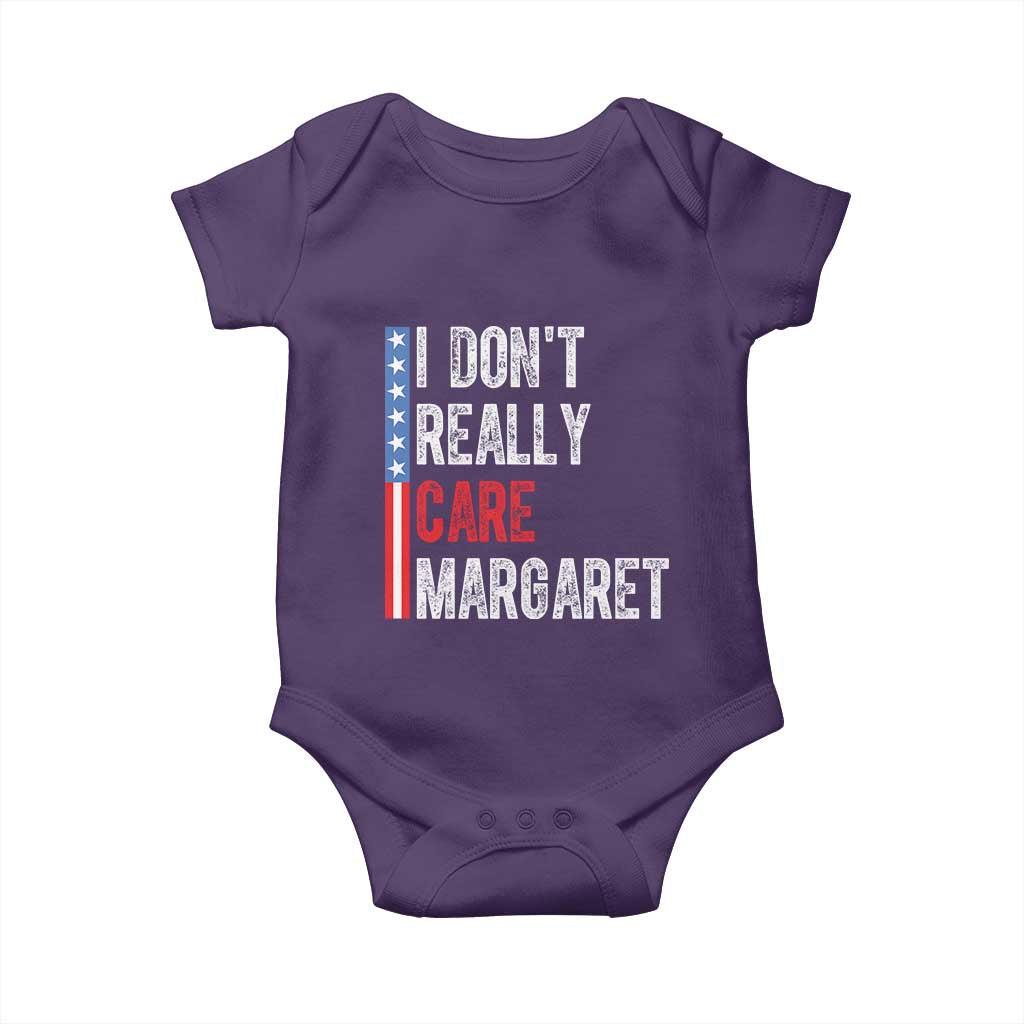 Funny JD Vance 2025 I Don't Really Care Margaret Baby Onesie American Flag Stripe