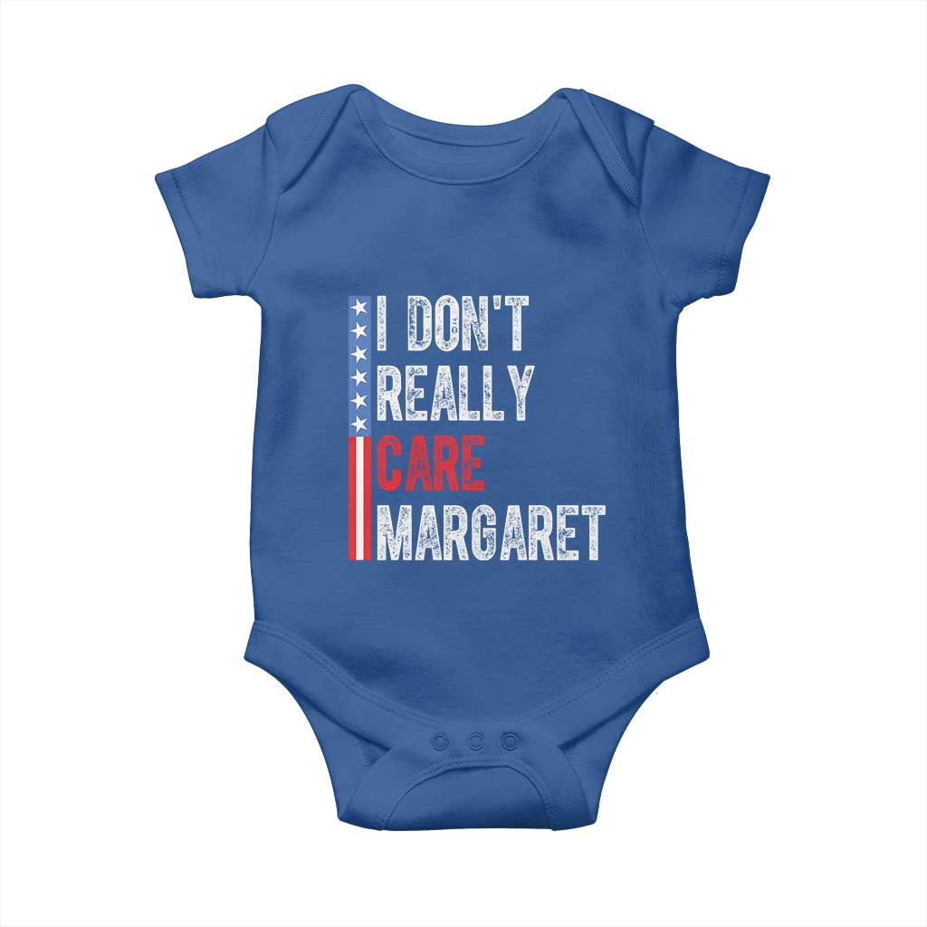 Funny JD Vance 2025 I Don't Really Care Margaret Baby Onesie American Flag Stripe