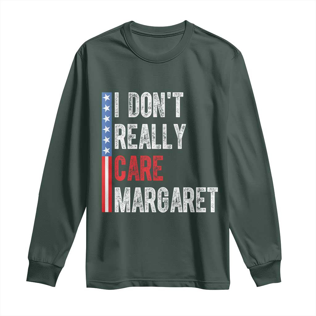 Funny JD Vance 2025 I Don't Really Care Margaret Long Sleeve Shirt American Flag Stripe