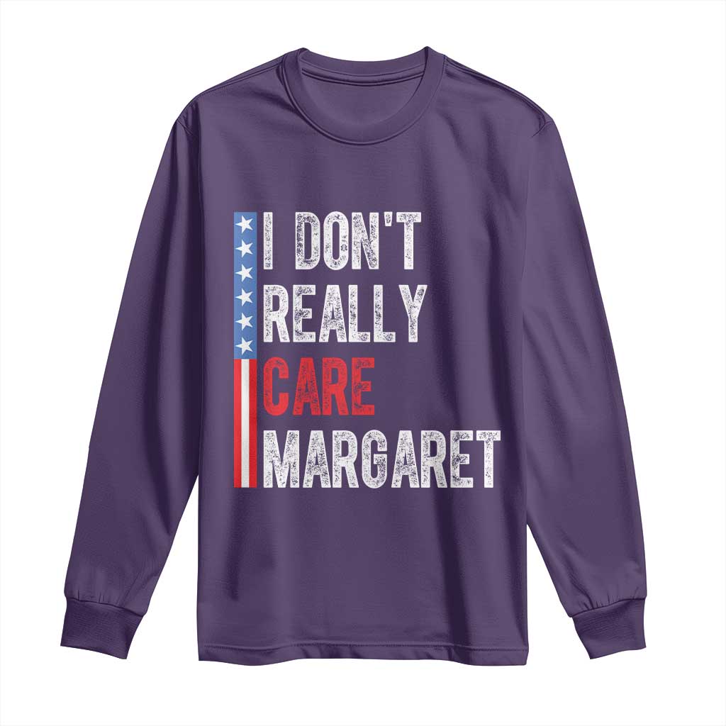 Funny JD Vance 2025 I Don't Really Care Margaret Long Sleeve Shirt American Flag Stripe