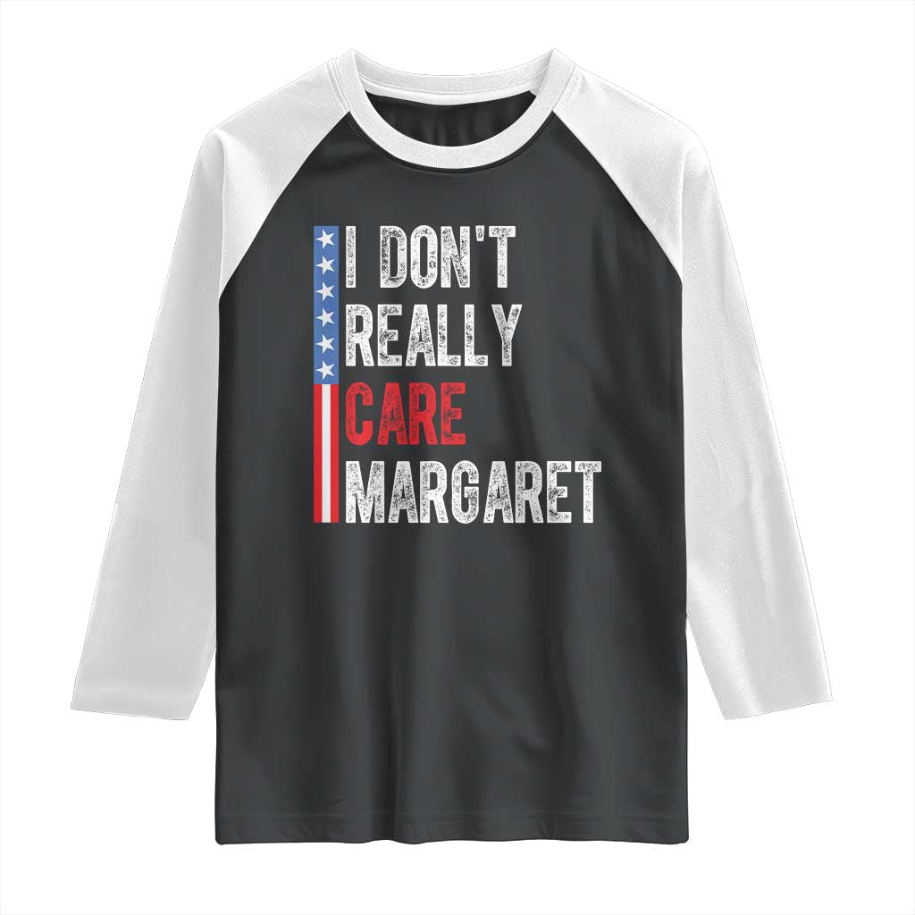 Funny JD Vance 2025 I Don't Really Care Margaret Raglan Shirt American Flag Stripe