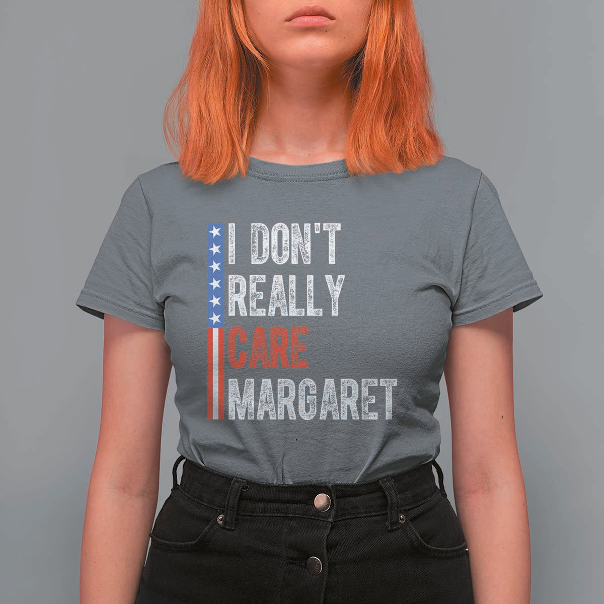 Funny JD Vance 2025 I Don't Really Care Margaret T Shirt For Women American Flag Stripe