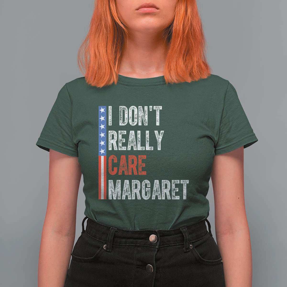 Funny JD Vance 2025 I Don't Really Care Margaret T Shirt For Women American Flag Stripe