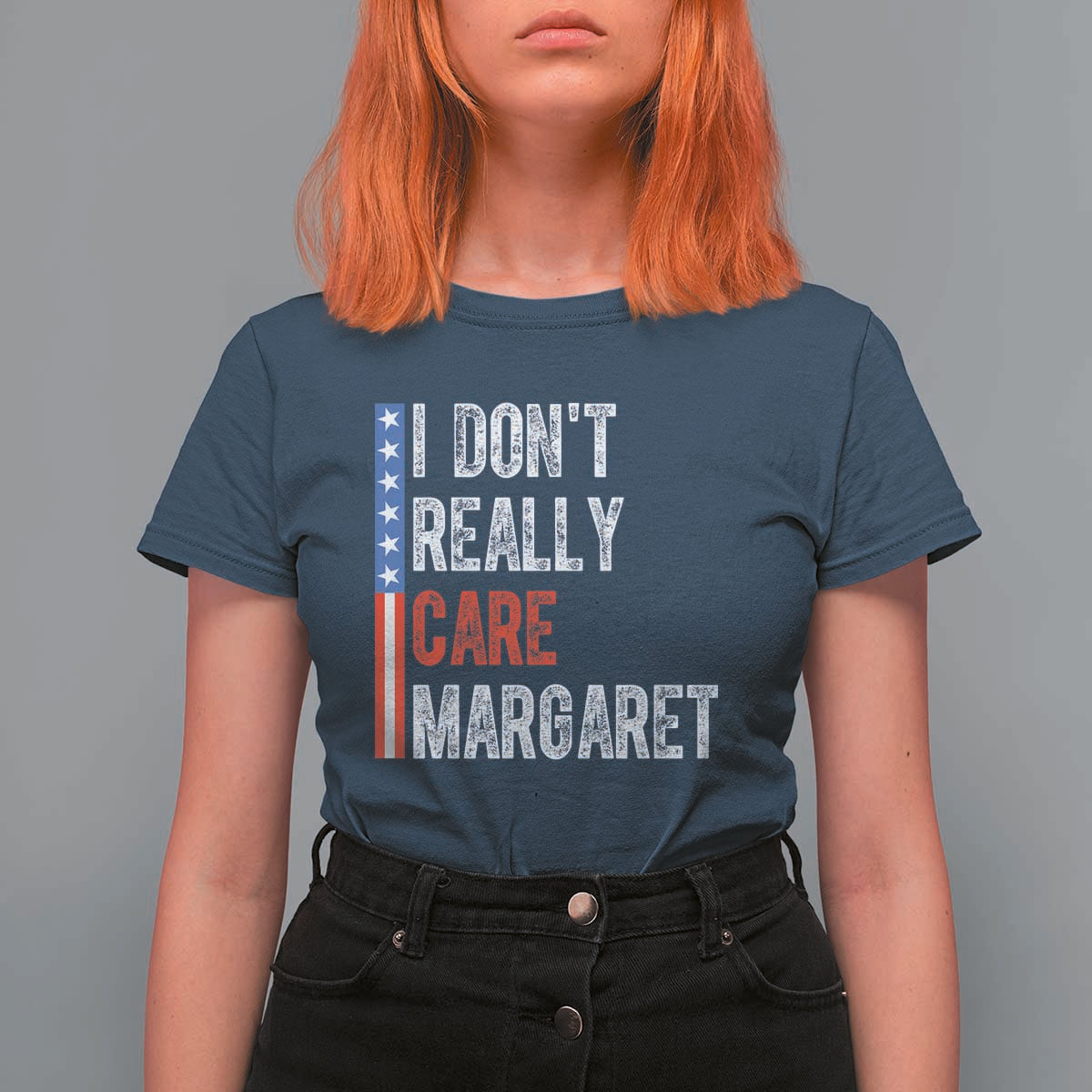 Funny JD Vance 2025 I Don't Really Care Margaret T Shirt For Women American Flag Stripe