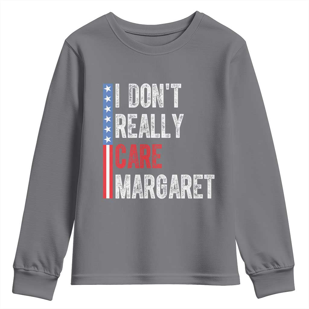 Funny JD Vance 2025 I Don't Really Care Margaret Youth Sweatshirt American Flag Stripe