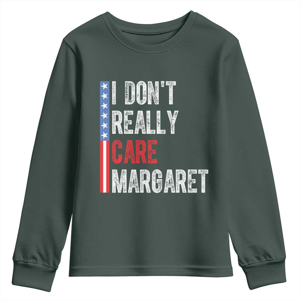 Funny JD Vance 2025 I Don't Really Care Margaret Youth Sweatshirt American Flag Stripe