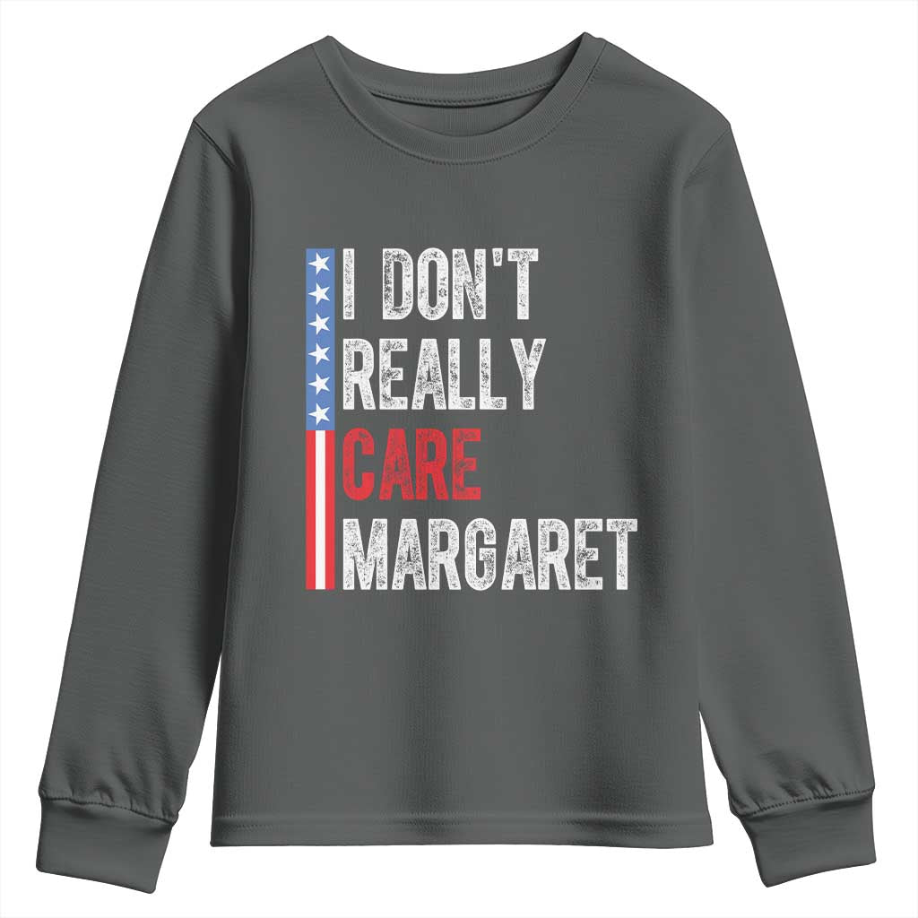 Funny JD Vance 2025 I Don't Really Care Margaret Youth Sweatshirt American Flag Stripe