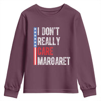 Funny JD Vance 2025 I Don't Really Care Margaret Youth Sweatshirt American Flag Stripe