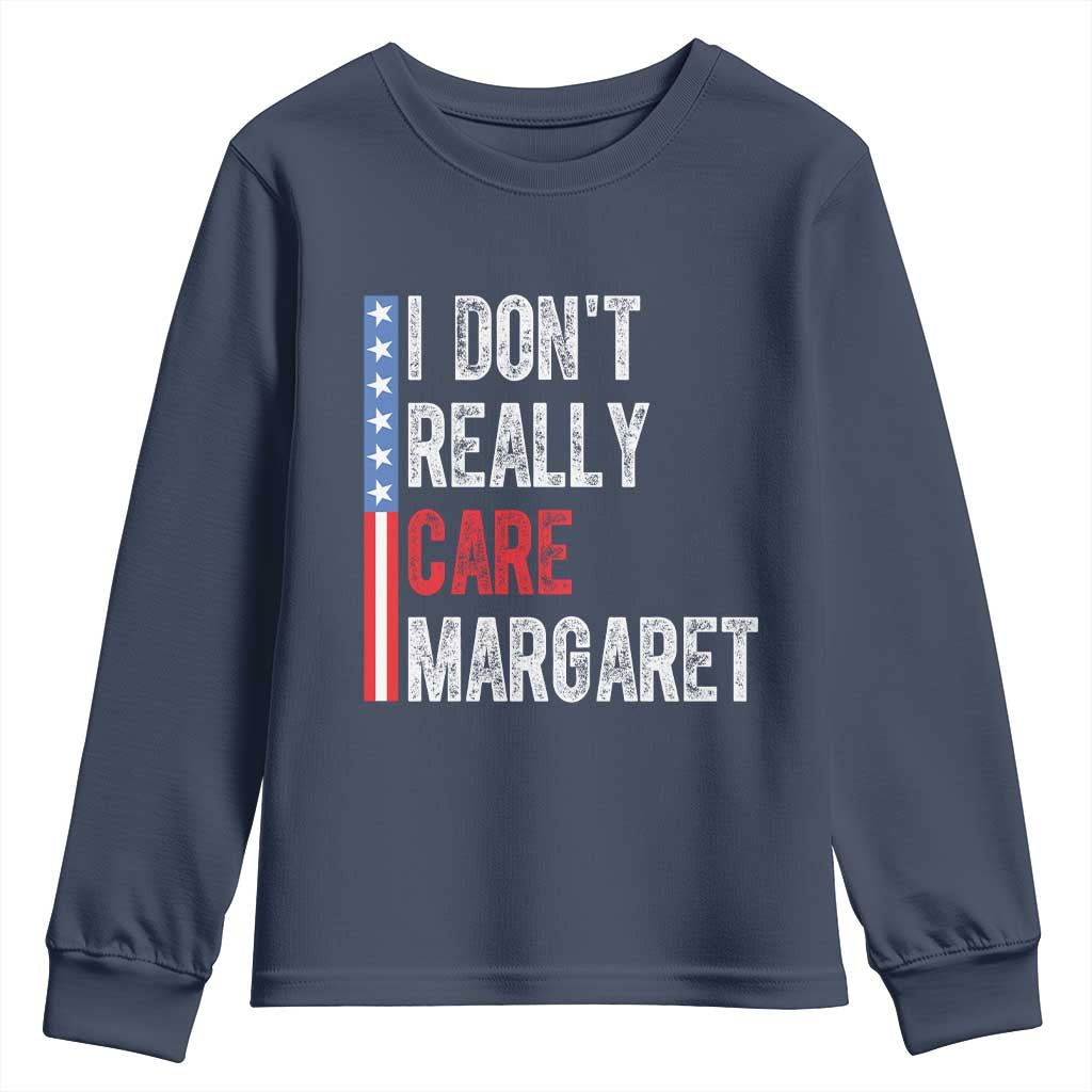 Funny JD Vance 2025 I Don't Really Care Margaret Youth Sweatshirt American Flag Stripe
