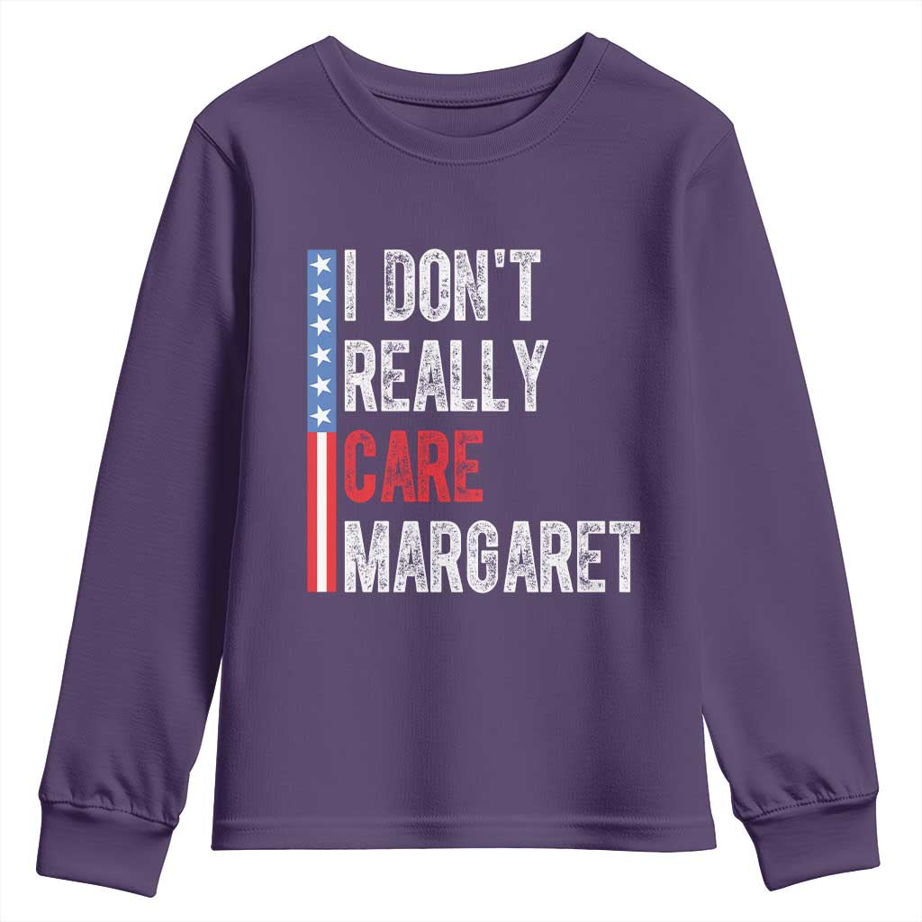 Funny JD Vance 2025 I Don't Really Care Margaret Youth Sweatshirt American Flag Stripe