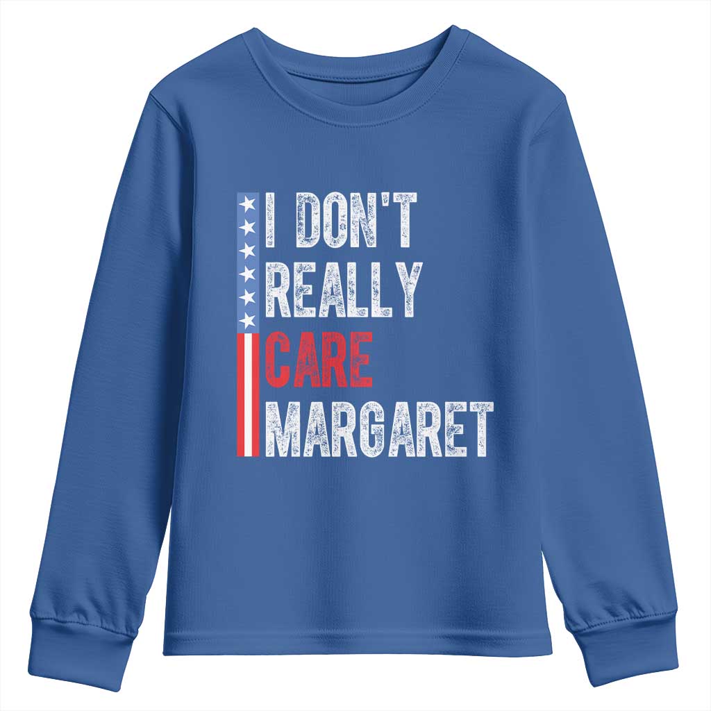 Funny JD Vance 2025 I Don't Really Care Margaret Youth Sweatshirt American Flag Stripe