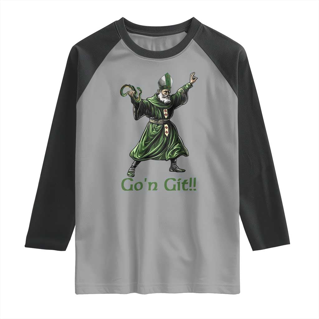 Funny St Patrick's Day Raglan Shirt Go'n Git Saint Patrick Snake