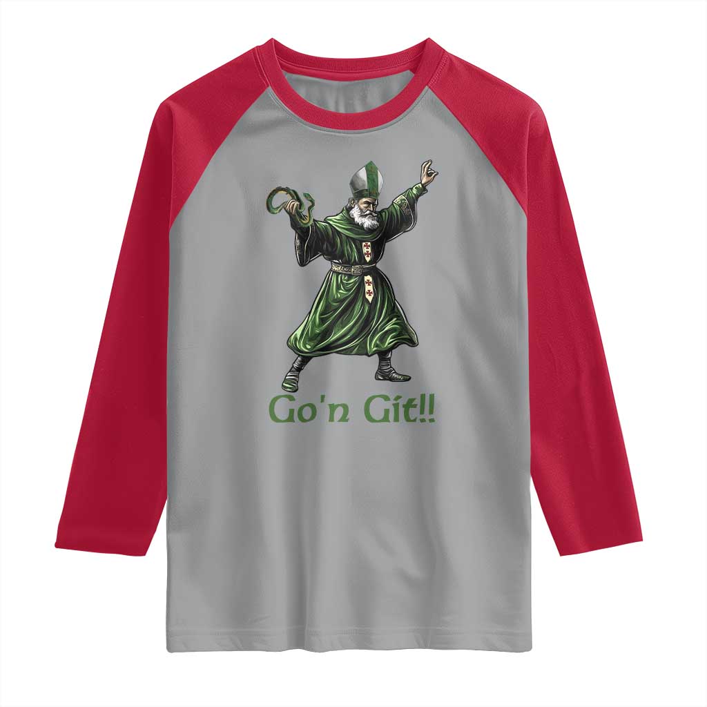 Funny St Patrick's Day Raglan Shirt Go'n Git Saint Patrick Snake