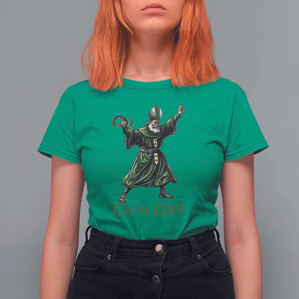 Funny St Patrick's Day T Shirt For Women Go'n Git Saint Patrick Snake
