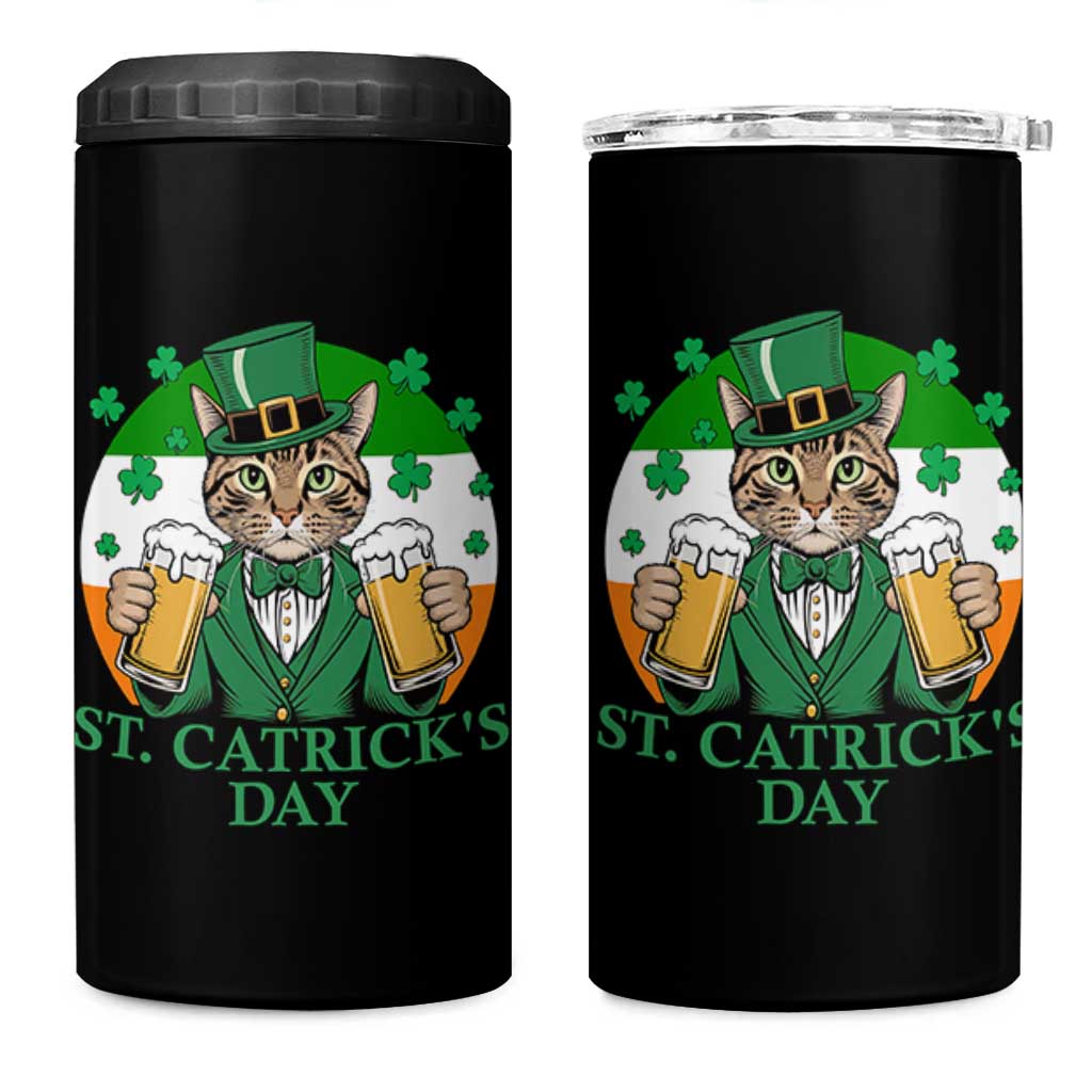 Funny St Catrick's Day Beer 4 in 1 Can Cooler Tumbler St Patrick's Day Cat Beer Shamrock - Wonder Print Shop
