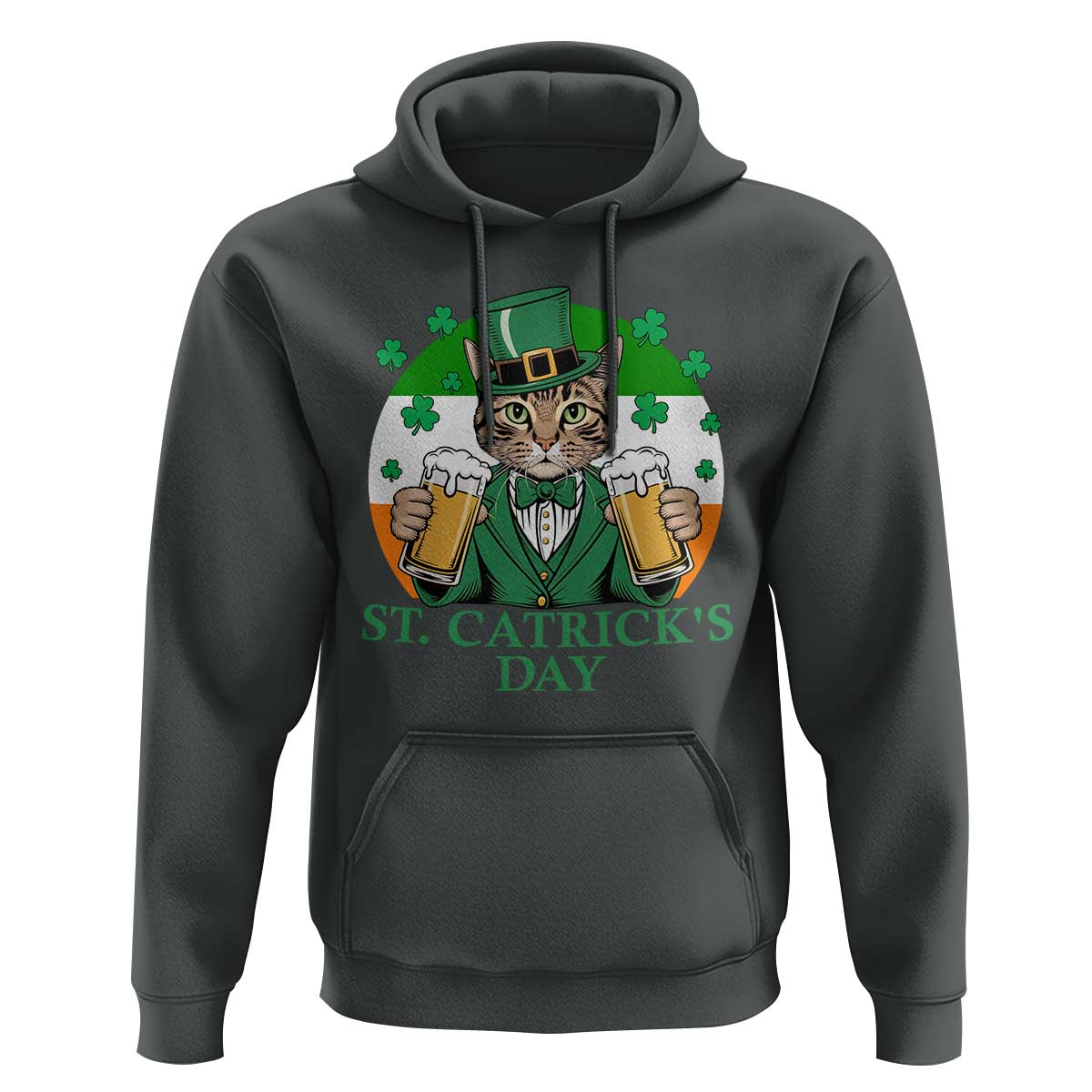 Funny St Catrick's Day Beer Hoodie St Patrick's Day Cat Beer Shamrock