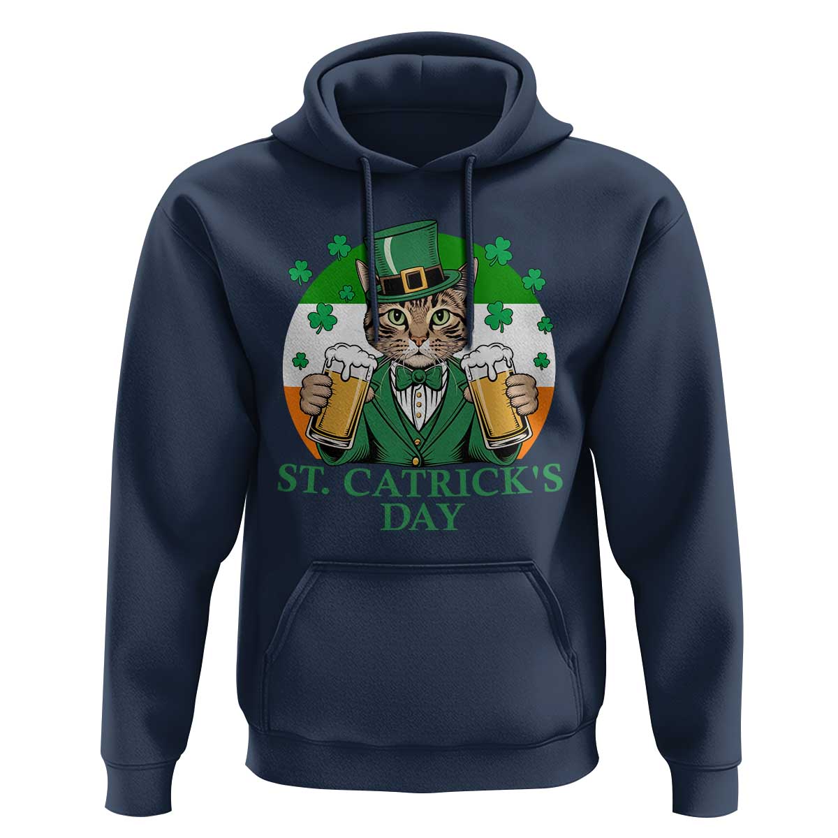Funny St Catrick's Day Beer Hoodie St Patrick's Day Cat Beer Shamrock