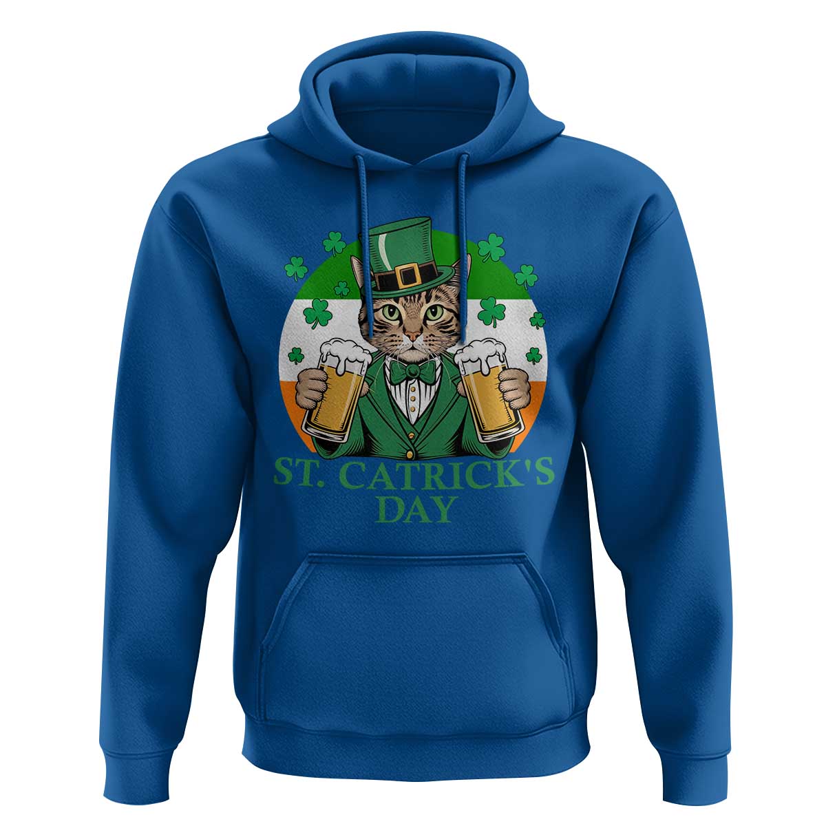 Funny St Catrick's Day Beer Hoodie St Patrick's Day Cat Beer Shamrock