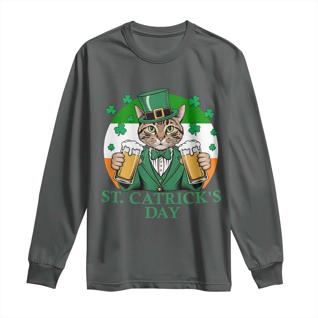 Funny St Catrick's Day Beer Long Sleeve Shirt St Patrick's Day Cat Beer Shamrock