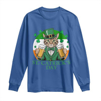 Funny St Catrick's Day Beer Long Sleeve Shirt St Patrick's Day Cat Beer Shamrock