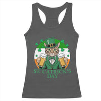 Funny St Catrick's Day Beer Racerback Tank Top St Patrick's Day Cat Beer Shamrock