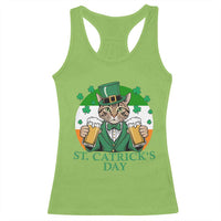Funny St Catrick's Day Beer Racerback Tank Top St Patrick's Day Cat Beer Shamrock