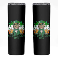 Funny St Catrick's Day Beer Skinny Tumbler St Patrick's Day Cat Beer Shamrock - Wonder Print Shop