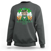 Funny St Catrick's Day Beer Sweatshirt St Patrick's Day Cat Beer Shamrock
