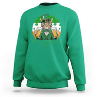 Funny St Catrick's Day Beer Sweatshirt St Patrick's Day Cat Beer Shamrock