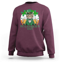 Funny St Catrick's Day Beer Sweatshirt St Patrick's Day Cat Beer Shamrock