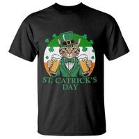 Funny St Catrick's Day Beer T Shirt St Patrick's Day Cat Beer Shamrock