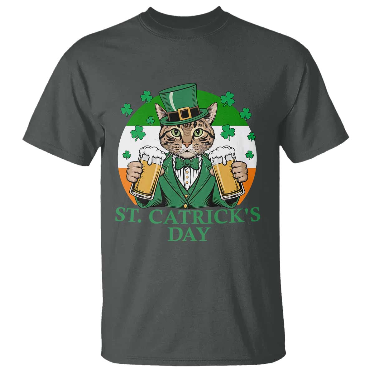 Funny St Catrick's Day Beer T Shirt St Patrick's Day Cat Beer Shamrock