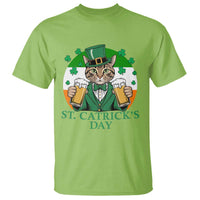 Funny St Catrick's Day Beer T Shirt St Patrick's Day Cat Beer Shamrock