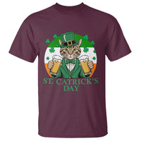 Funny St Catrick's Day Beer T Shirt St Patrick's Day Cat Beer Shamrock