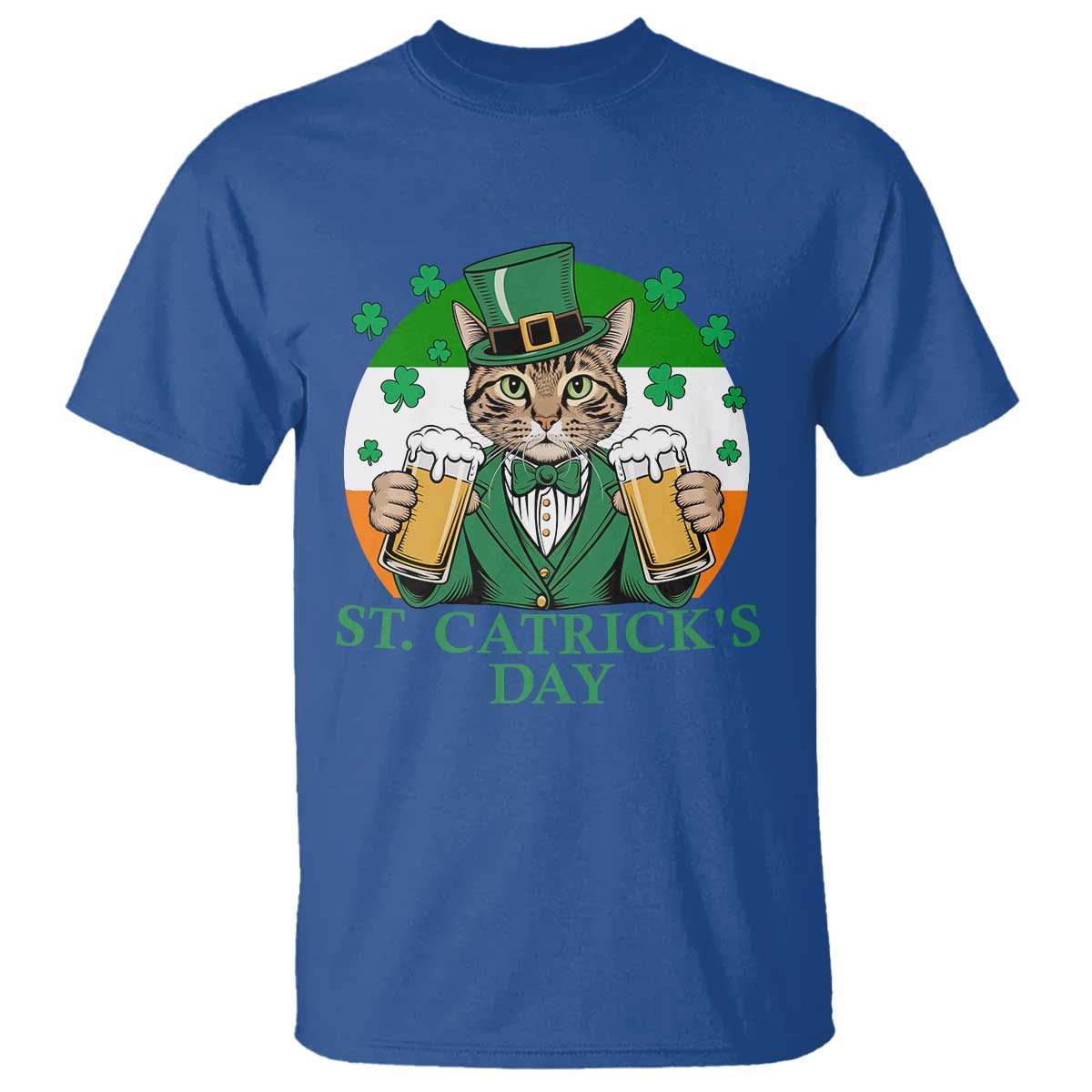 Funny St Catrick's Day Beer T Shirt St Patrick's Day Cat Beer Shamrock