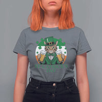 Funny St Catrick's Day Beer T Shirt For Women St Patrick's Day Cat Beer Shamrock