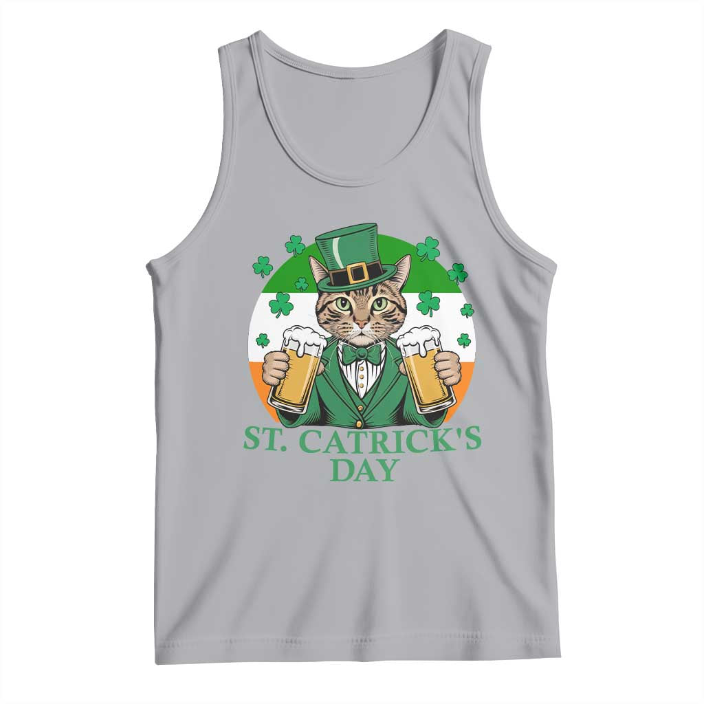 Funny St Catrick's Day Beer Tank Top St Patrick's Day Cat Beer Shamrock