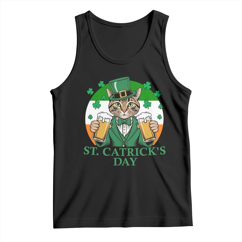 Funny St Catrick's Day Beer Tank Top St Patrick's Day Cat Beer Shamrock