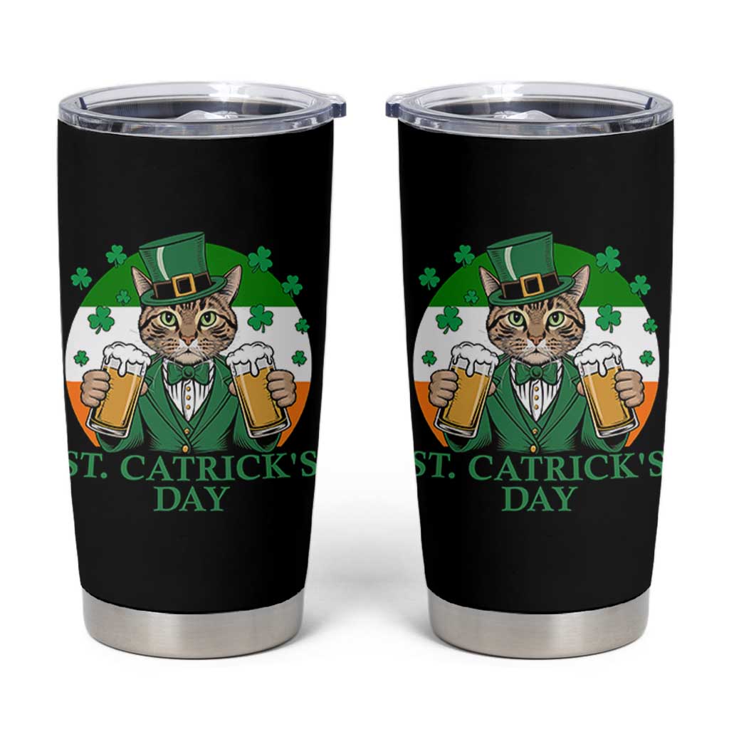 Funny St Catrick's Day Beer Tumbler Cup St Patrick's Day Cat Beer Shamrock - Wonder Print Shop
